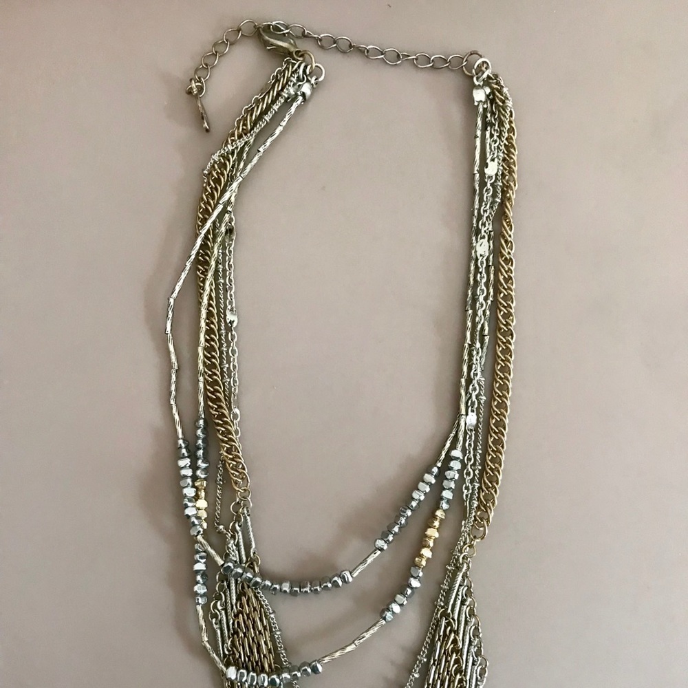 Free people 3 layer gold and silver necklace